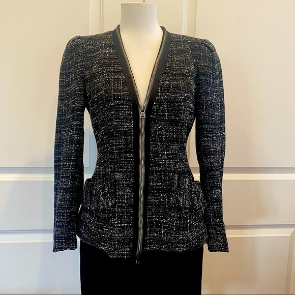 Nanette Lepore Jackets & Blazers - NANETTE LAPORE black & white linen & cotton jacket w/ zipper